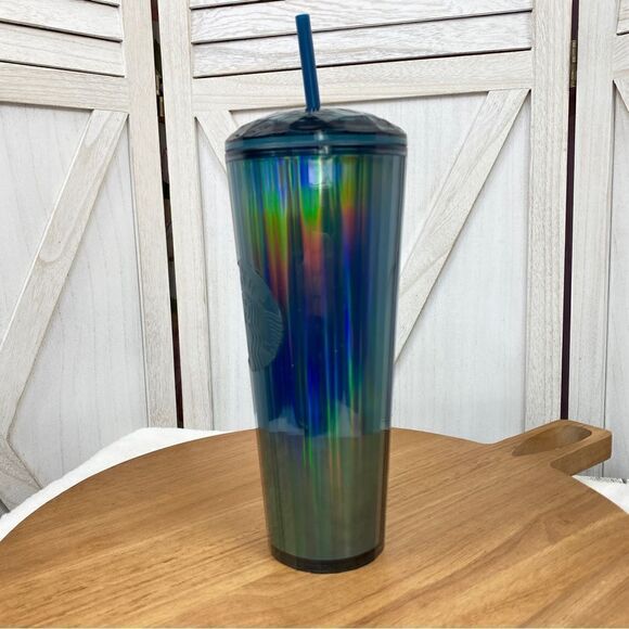 Starbucks Tumbler Ocean Kaleidoscope Venti 24OZ Iridescent Blue - Picture 3 of 10